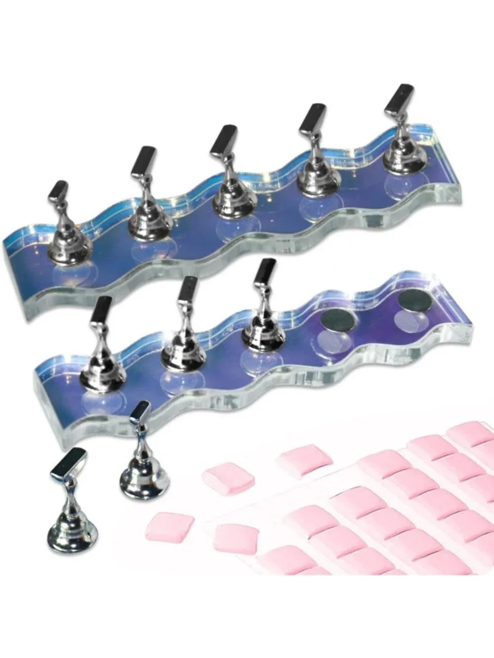 Magnetic Nail Holder Set - 2 Super Stands with 96 Reusable Sticky Putty for Nail